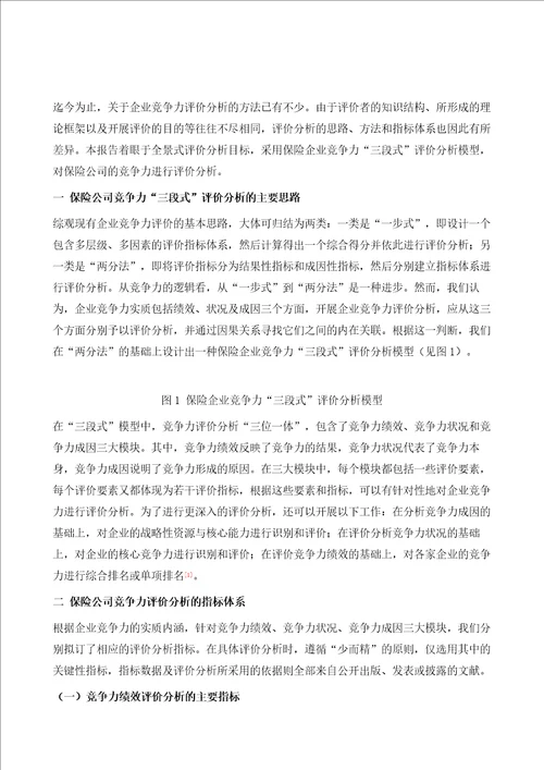 保险公司竞争力三段式评价分析模型