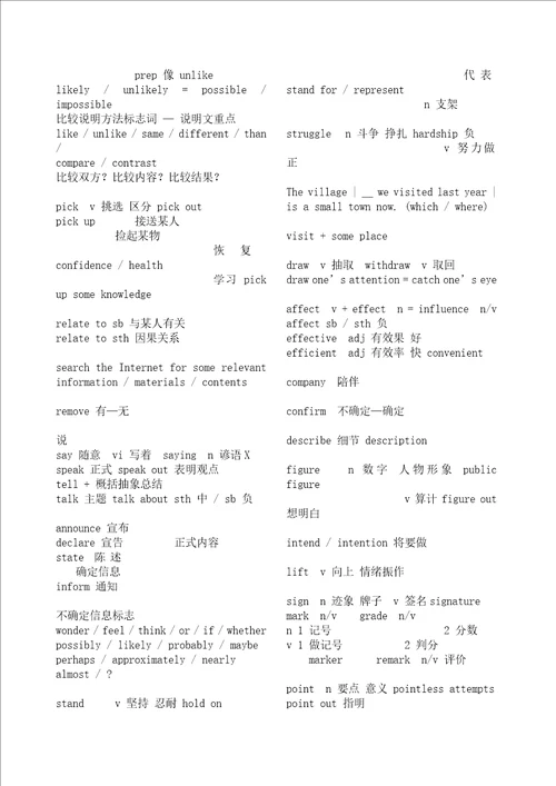 高考英语高频词汇笔记