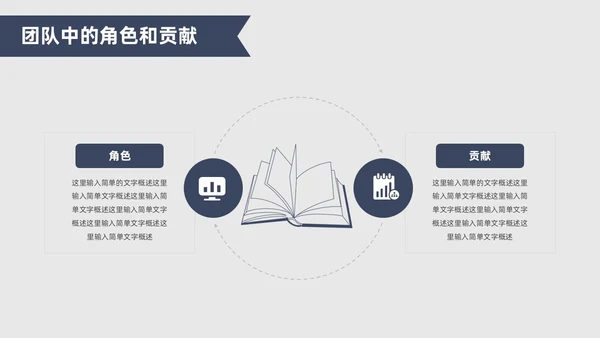 极简风厚书本简笔画创意蓝灰年终述职报告PPT模板