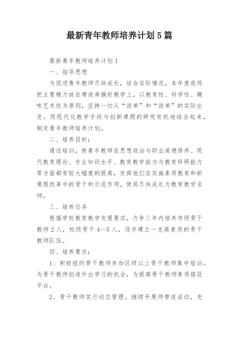 最新青年教师培养计划5篇.docx