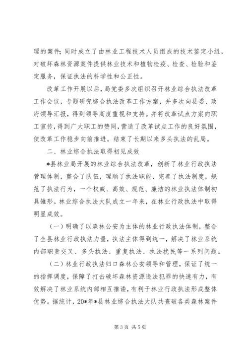 县林业执法改革工作汇报.docx