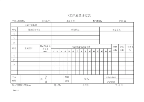 市政工程全套表格