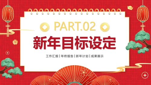 红色简约日历新年计划工作汇报PPT模板