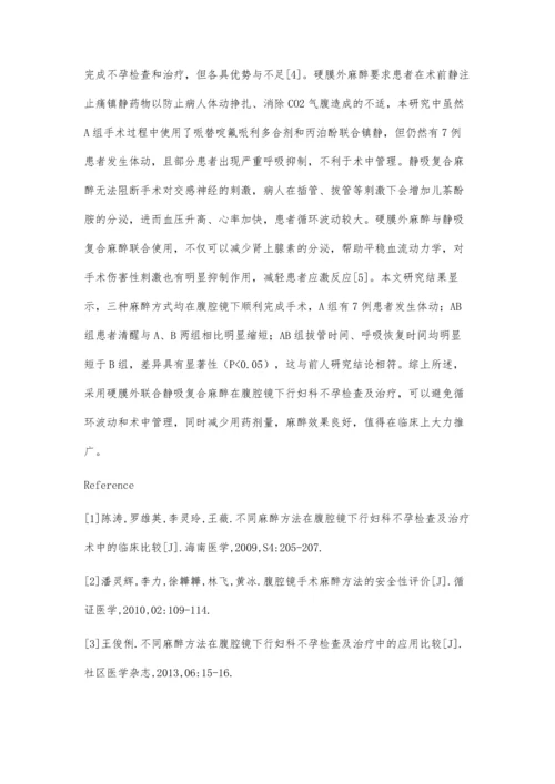 探讨不同麻醉方法在腹腔镜下行妇科不孕检查及治疗的效果.docx