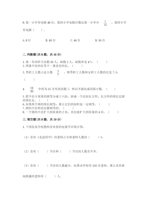 2022人教版六年级上册数学期末卷附参考答案（模拟题）.docx