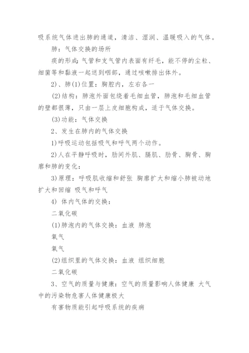 人教版七年级下册生物知识点归纳总结_生物知识点归纳总结大全.docx