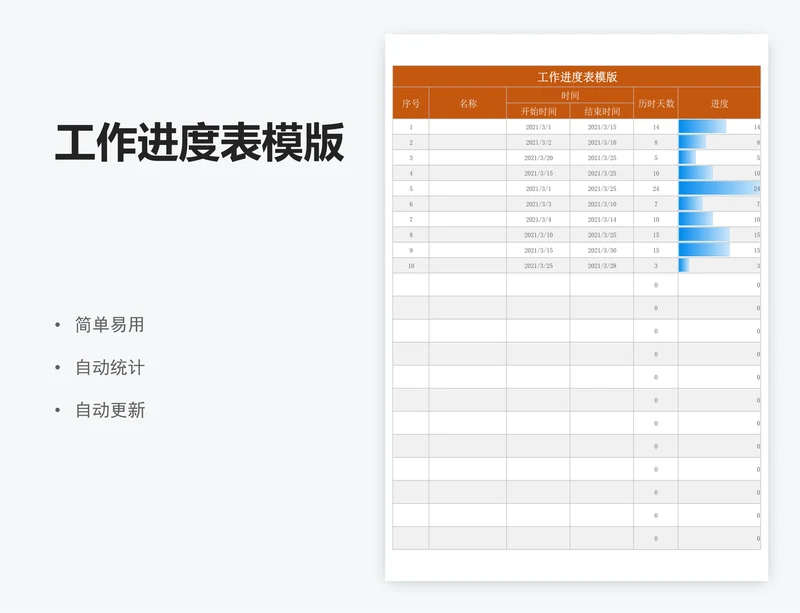 工作进度表模版