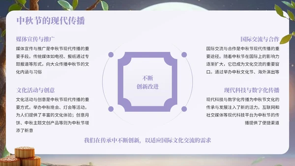 紫色中国风中秋节相关知识科普PPT模板