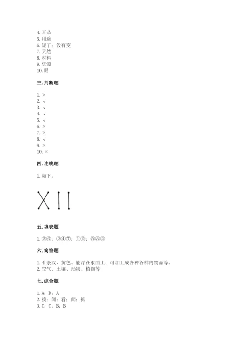 教科版科学二年级上册期末考试试卷（考点梳理）.docx