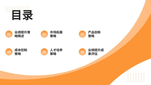 橙色商务风业绩提升策略与成果PPT模板