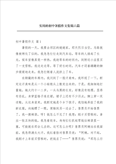 实用的初中暑假作文集锦六篇