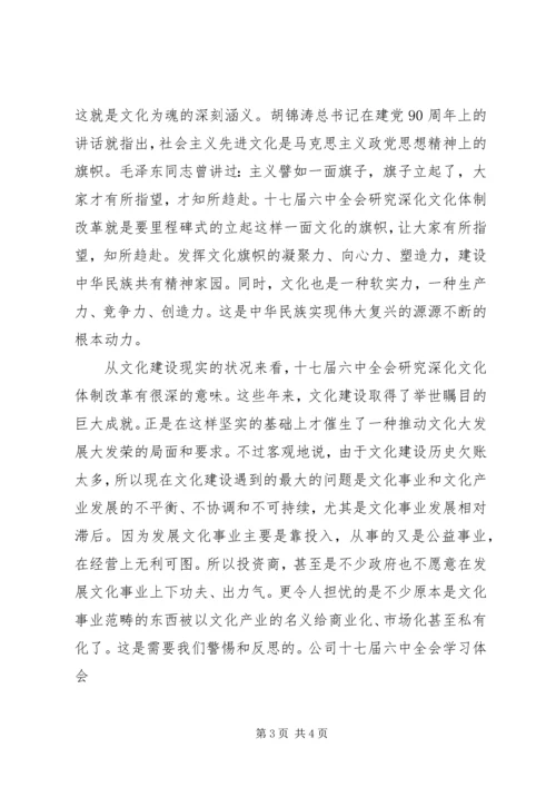 学习党的十七届六中全会精神心得体会 (5).docx