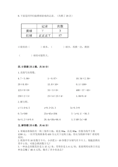 小学五年级上册数学期末测试卷及参考答案（综合卷）.docx