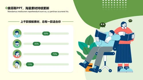 简约插画风论文答辩绿色文艺