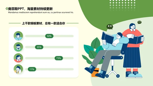 简约插画风论文答辩绿色文艺