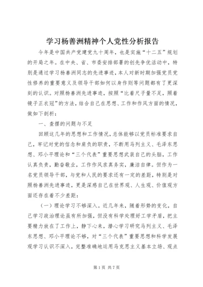 学习杨善洲精神个人党性分析报告.docx