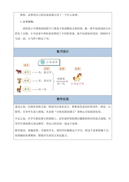 【核心素养】部编版语文二年级下册-14. 小马过河 第1课时（教案含反思）