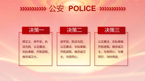 红色公安年终工作总结新年计划PPT