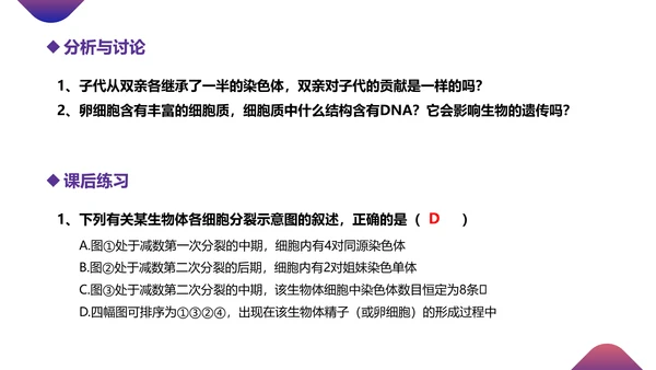 初高中生物课减数分裂作用PPT教学课件