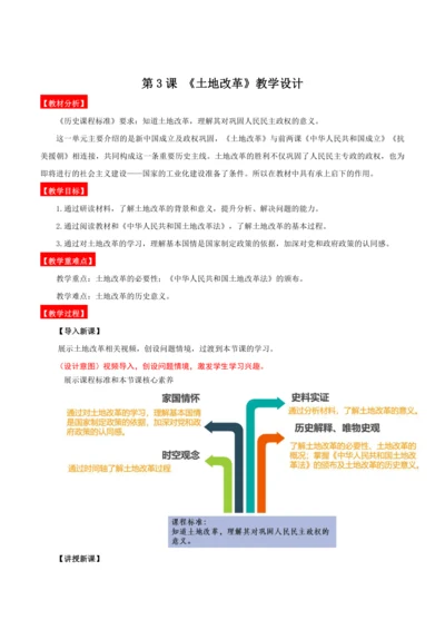 第3课 土地改革 教学设计