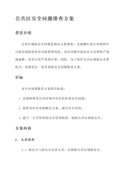 公共区安全问题排查方案