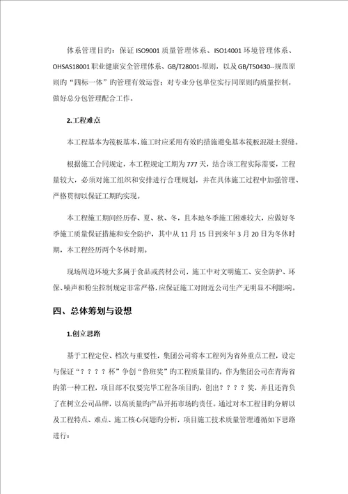 专项项目创优综合计划书