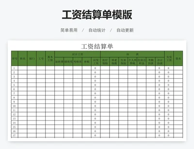 工资结算单模版