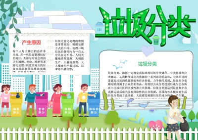 清新垃圾分类Word小报