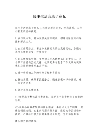 民主生活会班子意见.docx