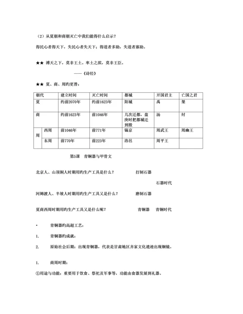 2023年最新人教版七年级上册中国历史知识点总结归纳.docx