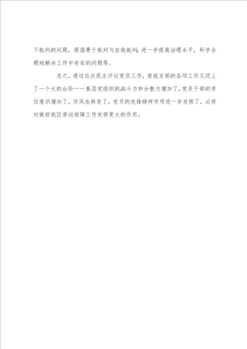 区劳动和社会保障局党支部二四年民主评议党员工作总结