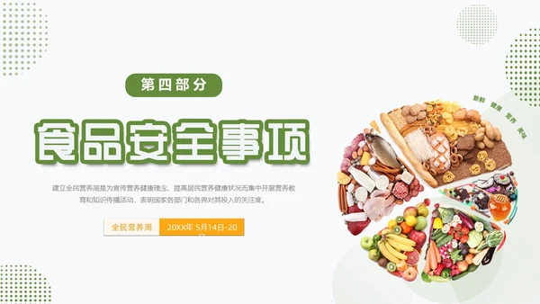 绿色清新简约合理营养与食品安全全民营养周动态PPT