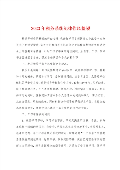 2023年税务系统纪律作风整顿