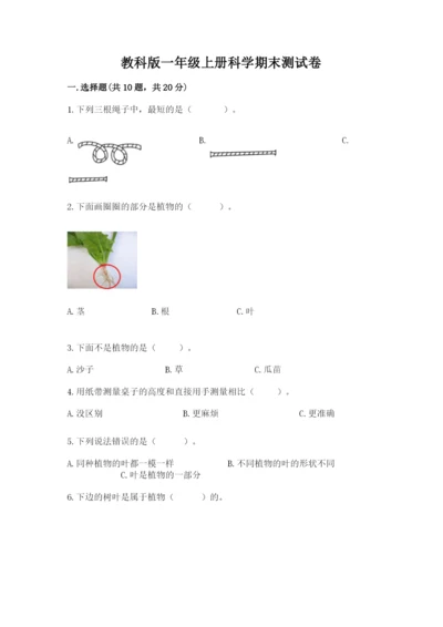 教科版一年级上册科学期末测试卷【基础题】.docx