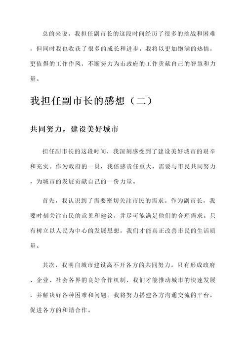 我担任副市长的感想