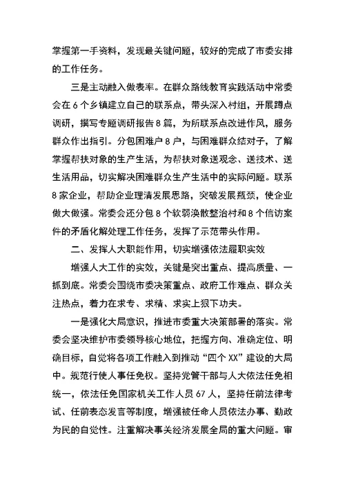 XX年县级市人大常委会工作总结