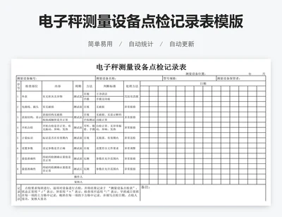 电子秤测量设备点检记录表模版