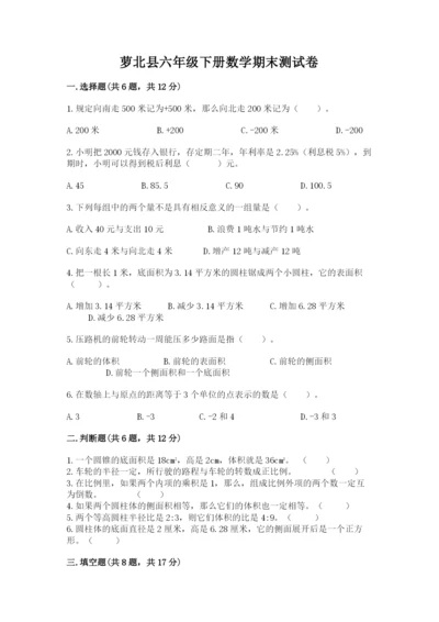 萝北县六年级下册数学期末测试卷及完整答案.docx