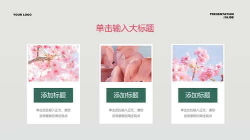 粉绿色清新风总结汇报PPT演示模板