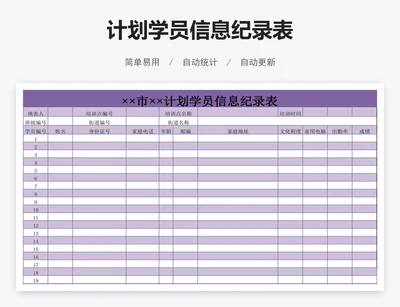 计划学员信息纪录表