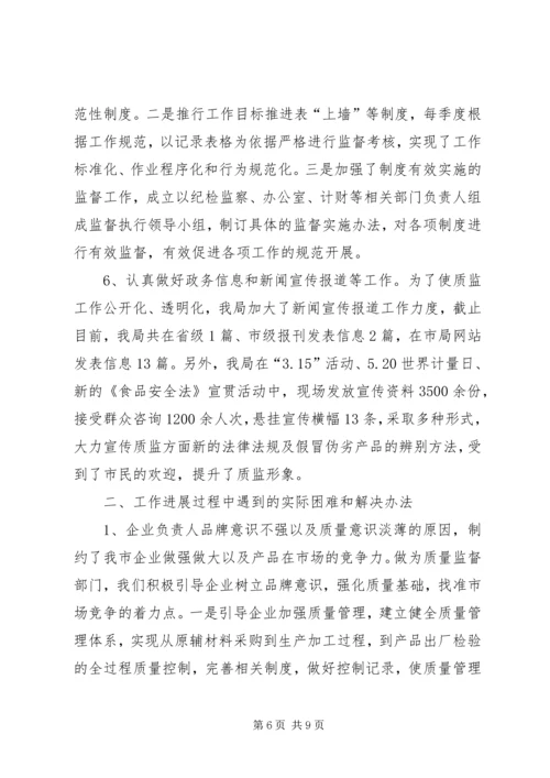 市质监局上半年工作总结及下半年工作计划.docx