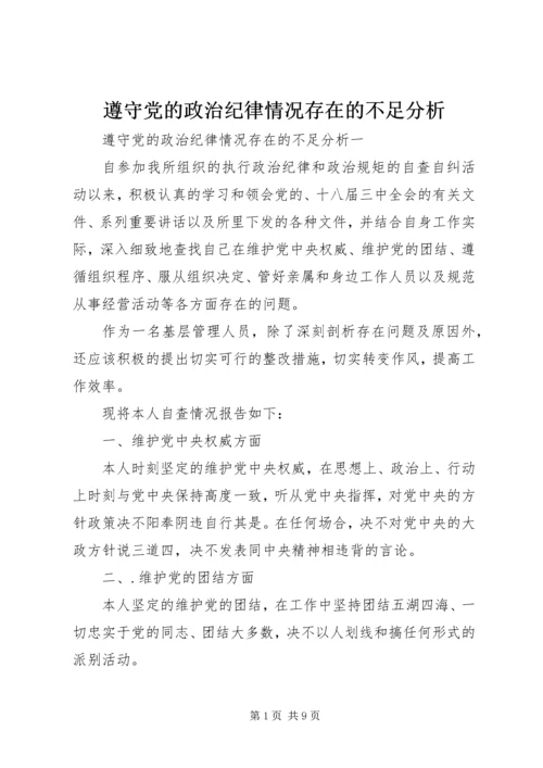 遵守党的政治纪律情况存在的不足分析.docx