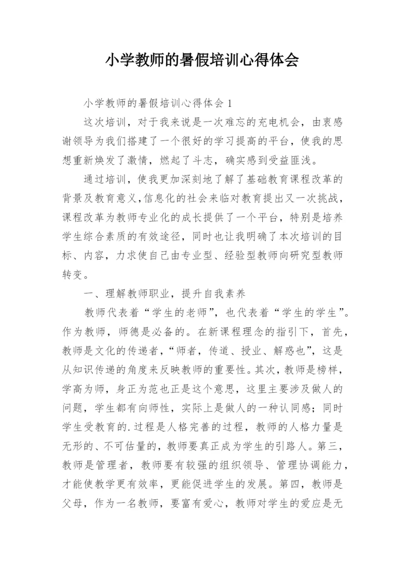 小学教师的暑假培训心得体会.docx