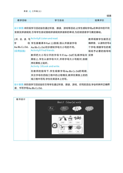 Unit 2  Colourful world单元整体教学设计 5课时