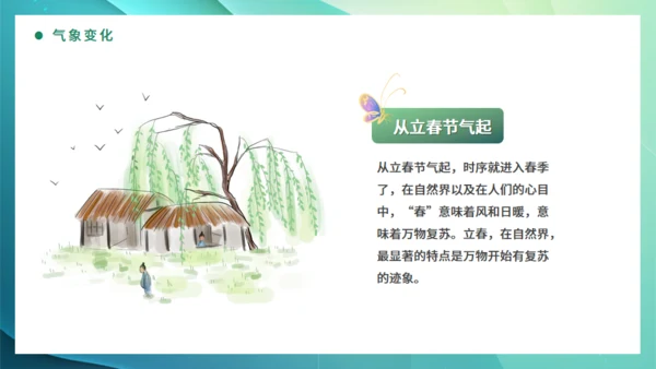 春光杨柳立春嫩绿色通用PPT模板