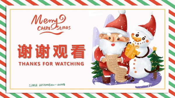 白色水彩风圣诞老人的清单PPT模板