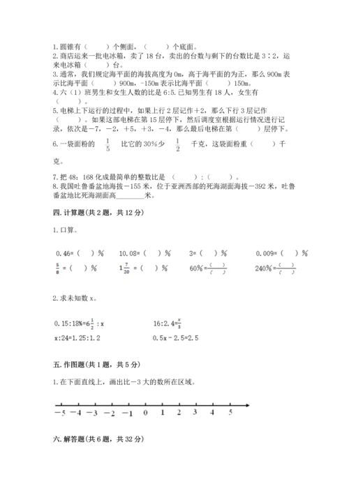 小学数学试卷六年级下册期末测试卷（易错题）.docx