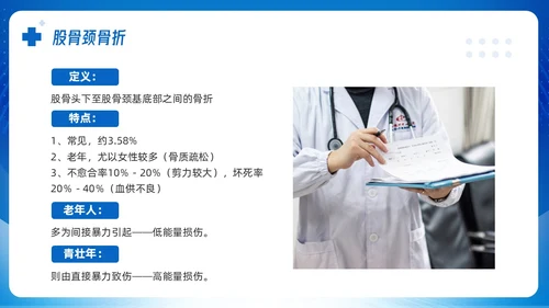 蓝色简约股骨颈骨折课件PPT模板宣传PPT动态PPT