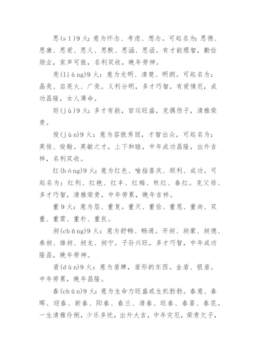 康熙字典笔画五行属火的字.docx