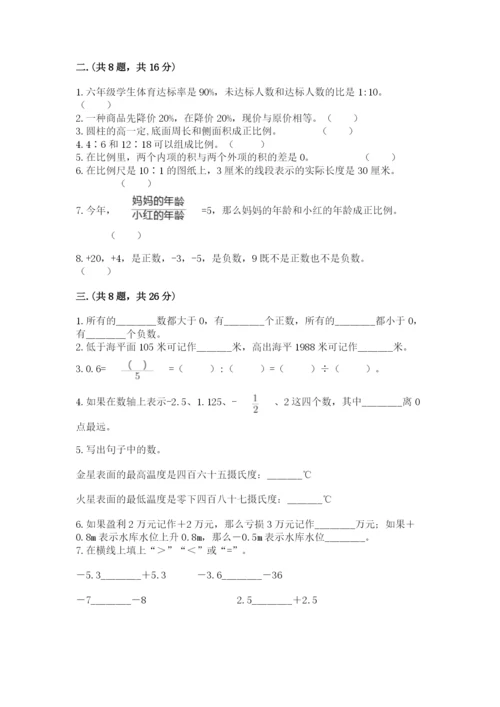 人教版六年级数学小升初试卷附参考答案（精练）.docx